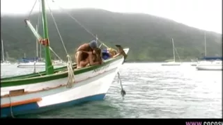 Brunette on Boat Gets Fucked Hard Outdoor on Deck