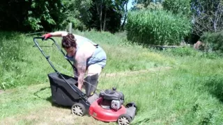 Strong Wife Workday - Strong BBW Uses Her Man as Leg Press After Mowing the Lawn