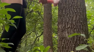 Sissy bitch had an extreme dildo fuck in the park and experienced a pygasm in a chastity belt