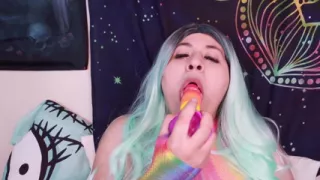 Rave Girl Plays with Her Favorite Toy