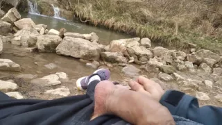 Uncut Big Fat Cock Hiker Unloads His Thick Cumshot in Exotic Place
