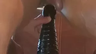 Extreme Solo Toy Session Close up Big Dildo
