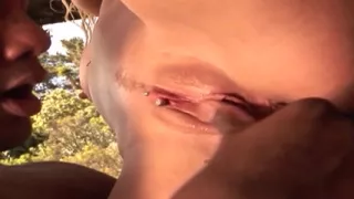 Blonde girl alone in the forest, finded out and banged by a black cock