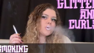 Pink Lips Smoking with Curly Hair