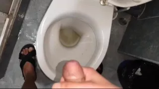 Twink Plays with Boyfriend and Cums in the Toilet