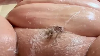 Horny while shaving pussy fingered in the shower to SQUIRT