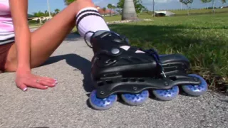Athletic blonde bitsch works out her pussy and gets fucked