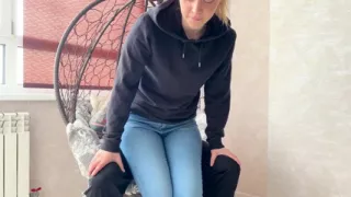 Tight Jeans Dry Hump: Horny Stepsis Orgasms on My Lap