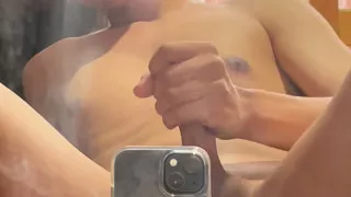Rich and huge cumshot at midnight ends up dripping down my buttocks