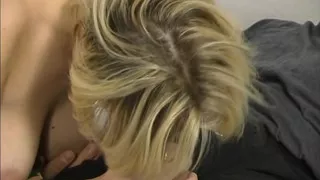 Busty girl plays with two cocks