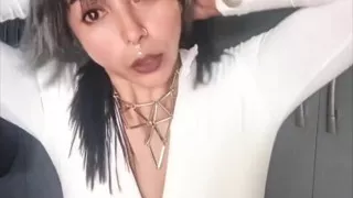 White Outfit Smqoking Instructions - Topless Tease