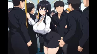 Anime public bus threesome sex
