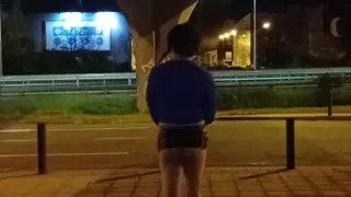 Taniax masturbate in the streets with big black dildo wearing sexy miniskirt