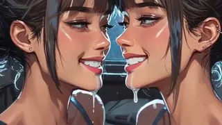 Beautiful Lesbians Tongue and Kiss Fetish, Ai Animation