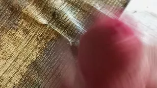Jerking off my big fat cock until I cum a lot in the foreground