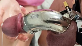 The Swollen, Armored Cock Pulsates and Tries to Cum