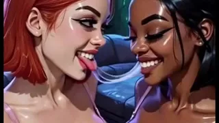 Beautiful Lesbians Tongue and Kiss Fetish, Ai Animation