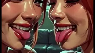 Cute Lesbians Tongue and Kiss Fetish, Ai Animation