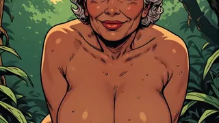 Topless Jungle Women Retro Style Art