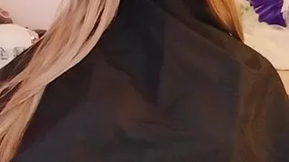 Emma's black haircutting cape show