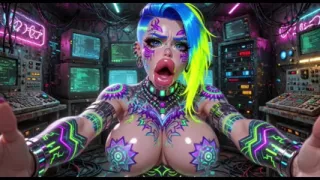 Cyberpunk Style Women Bouncing Boobs, Ai Animation
