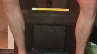 Hot Gay with Beautiful Feet Rides Dildo and Has Pissing Orgasm