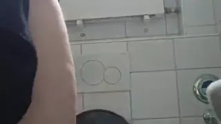 Risky Solo: Masturbation Session in the Restroom of a Caf