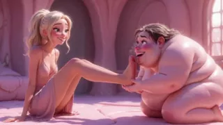 Ugly Fat SSBBW Humiliated Licking Beautiful Blonde Mistress Feet