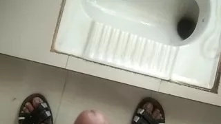 I put soap on my hands and went to the office bathroom to wash my hands.