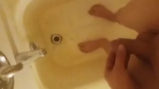 Pacing Naked and Barefoot Peeing on My Foots, in a Bathtub