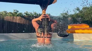 Sexy Pool Tease in a Tiny Bikini