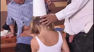 Sexy teen gets double penetrated in a threesome action