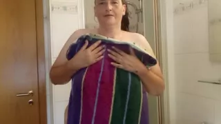 Mature German MILF 52 showers a chubby body under the shower