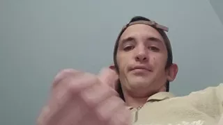 Young guy jerks off his big cock and cums