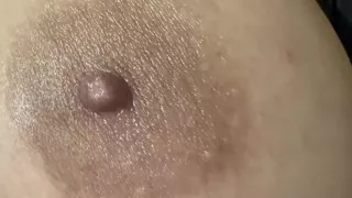 Hot mom massages her huge tits all full of oil