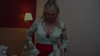 British MILF Velvetina Fox Plays with Her Big Tits & Hairy Pussy