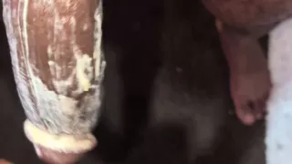 Creamy masturbation with my big black cock