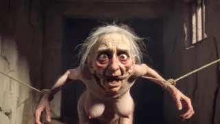 Granny in Rope Bondage - Hairy Pussy & Anal Creampie Desire