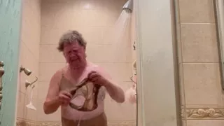 Shower with Wife's underwear and bra