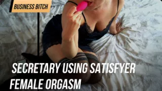 Secretary using satisfyer female orgasm