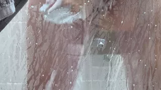 Man shower. Ass dick cock cleaning close up
