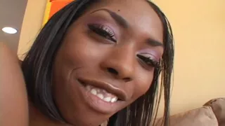 Hot girl gags on a huge cock then gets a hard fuck on both holes