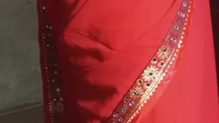 My bald stepbrother wants to fuck me in red saree