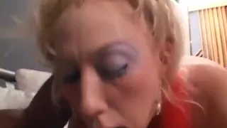 Black stud bangs a sexy babe in red after getting a bj