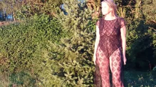 Granny Is Wearing a Sheer Bodysuit Outside