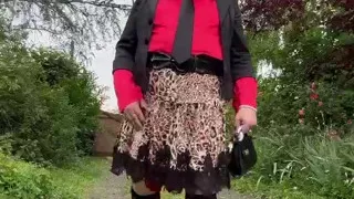 Dressed in a leopard skirt and lace for a night out