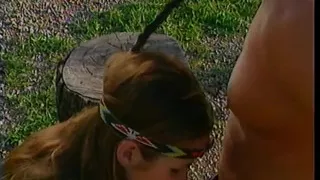 Sexy fucker gets fucked in an outdoor Indian style movie set up