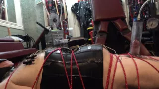 Penis Pump with Tied Balls & E-stim CBT on The Coffin Bondage Board