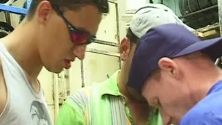 Fat German whore fucked hard in the intense gangbang action