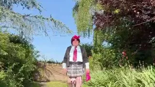 Dressed in a little plaid skirt for a night out